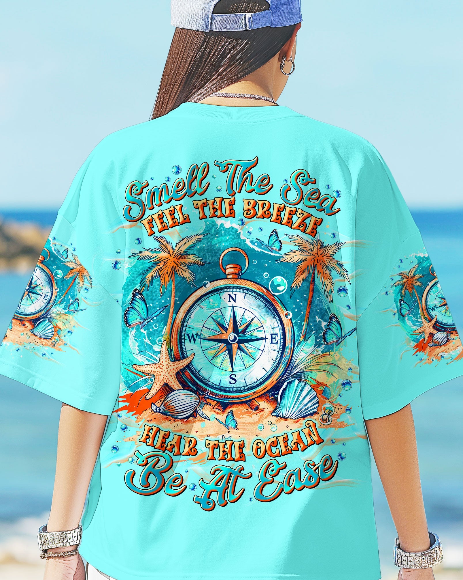 SMELL THE SEA FEEL THE BREEZE COMPASS ALL OVER PRINT - TLTR0204251