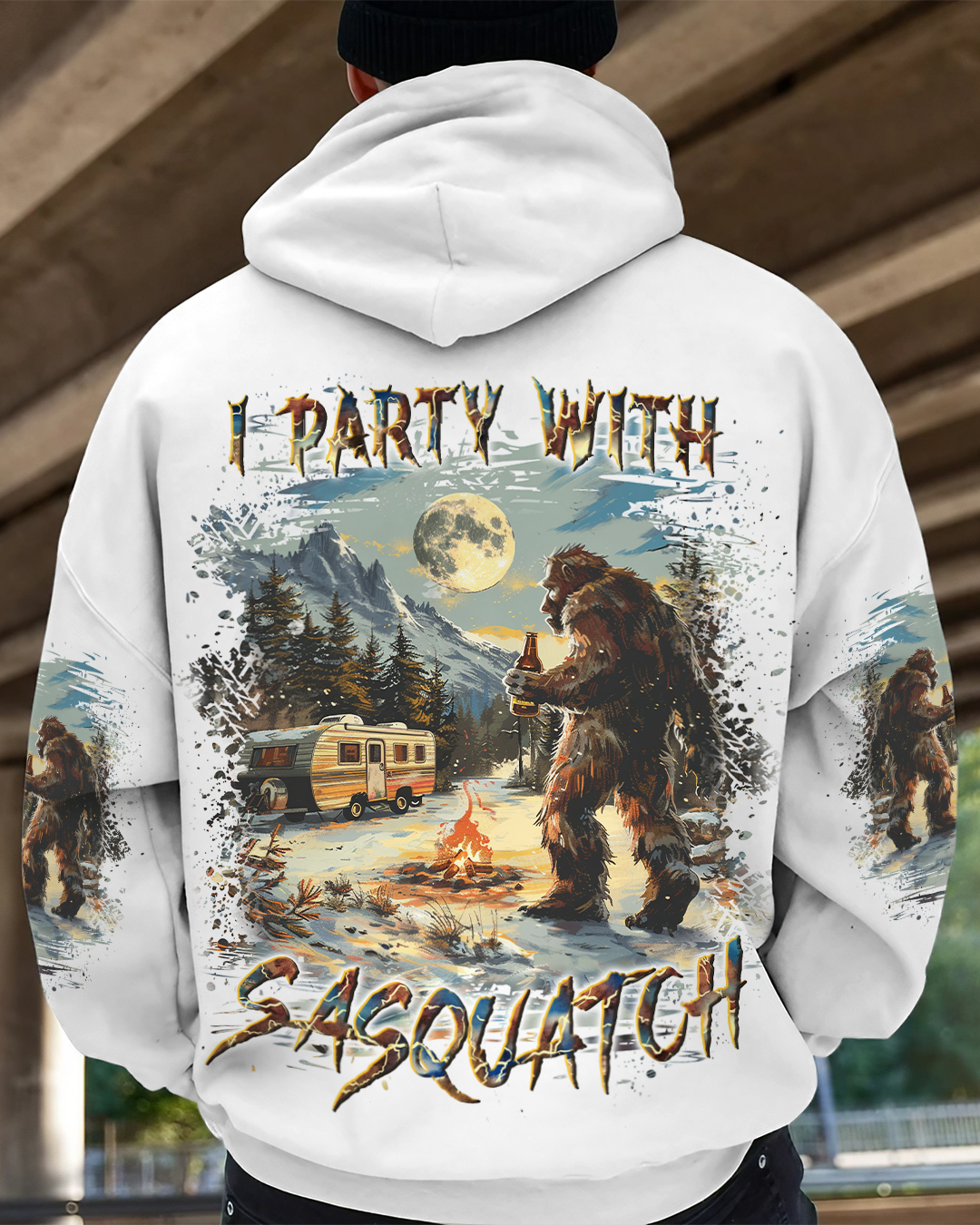 I PARTY WITH SASQUATCH BIGFOOT ALL OVER PRINT - YHLN0711241