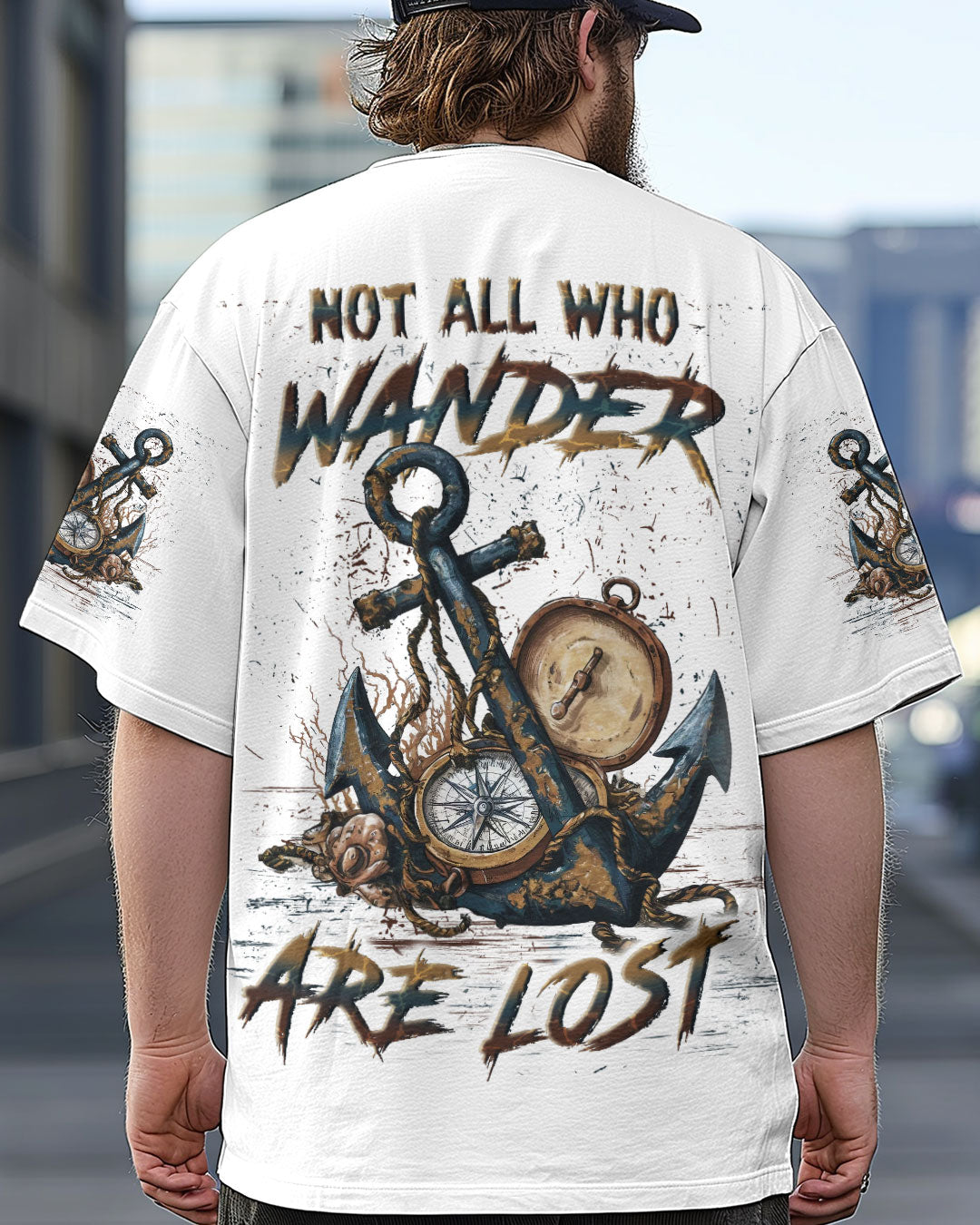 NOT ALL WHO WANDER ARE LOST ANCHOR COMPASS ALL OVER PRINT - YHLN0204251