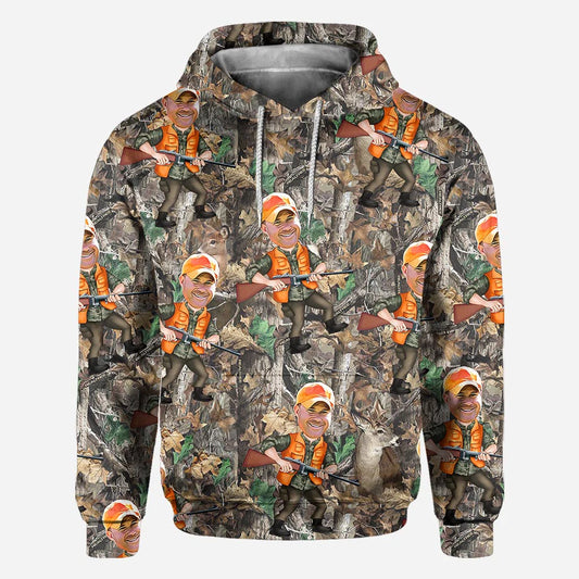 BlueJose Photo Inserted Hunter, Personalized Hunting All Over Shirt, Personalized 3D Hoodie For Hunting Lover