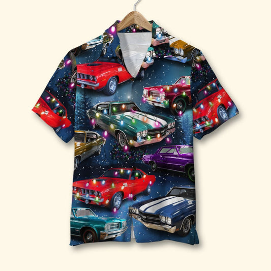 Bluejose Custom Christmas Muscle Car Hawaiian Shirt