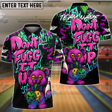 BlueJose Bowling And Pins Bear Scary Teddy Graffiti Style Don't Fugg Customized Name, Team Name 3D Shirt (4 Colors)