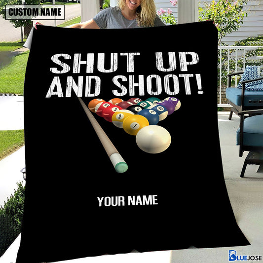 BlueJose Custom Name Billiards Shut Up & Shoot Blanket