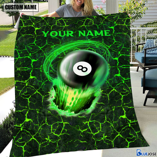 BlueJose Custom Name Billiards 8 Ball Green Blanket
