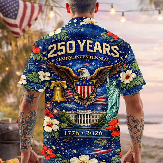 BlueJose Custom Name 250 Years Semiquincentennial Eagles Tropical Hawaii Shirt