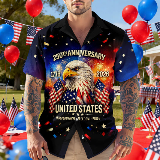 BlueJose Personalized Happy 250th Anniversary United States - 250 Years of Freedom Hawaiian Shirt