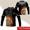 BlueJose Flaming Dartboards Personalized Name, Team Name Hoodie