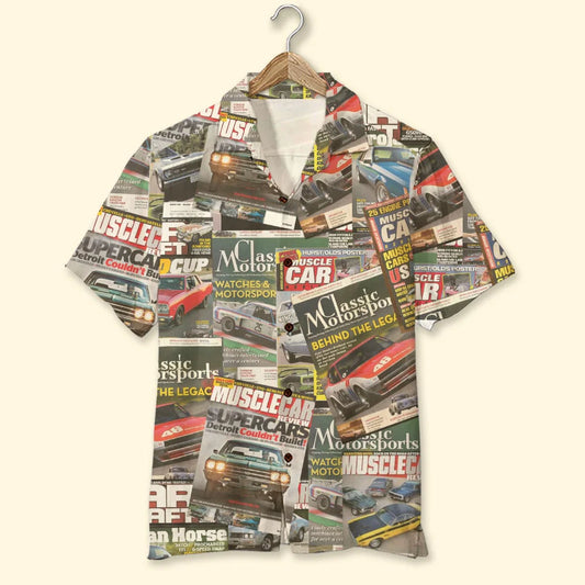 Custom Muscle Car Photo Shirt, Magazine Pattern, Gift For Car Lovers