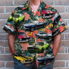 Bluejose Custom Classic Car Photo Hawaiian Shirt, Tropical Flower Pattern