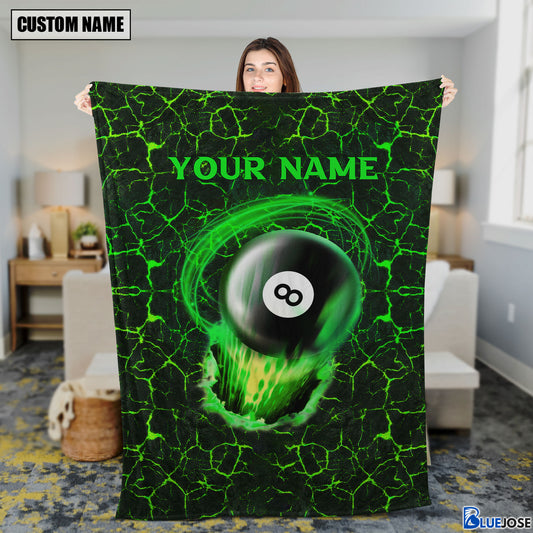 BlueJose Custom Name Billiards 8 Ball Green Blanket