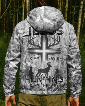 BlueJose Custom Jesus is my savior Hunting is my therapy shirt, Personalized Hunting 3D Shirt