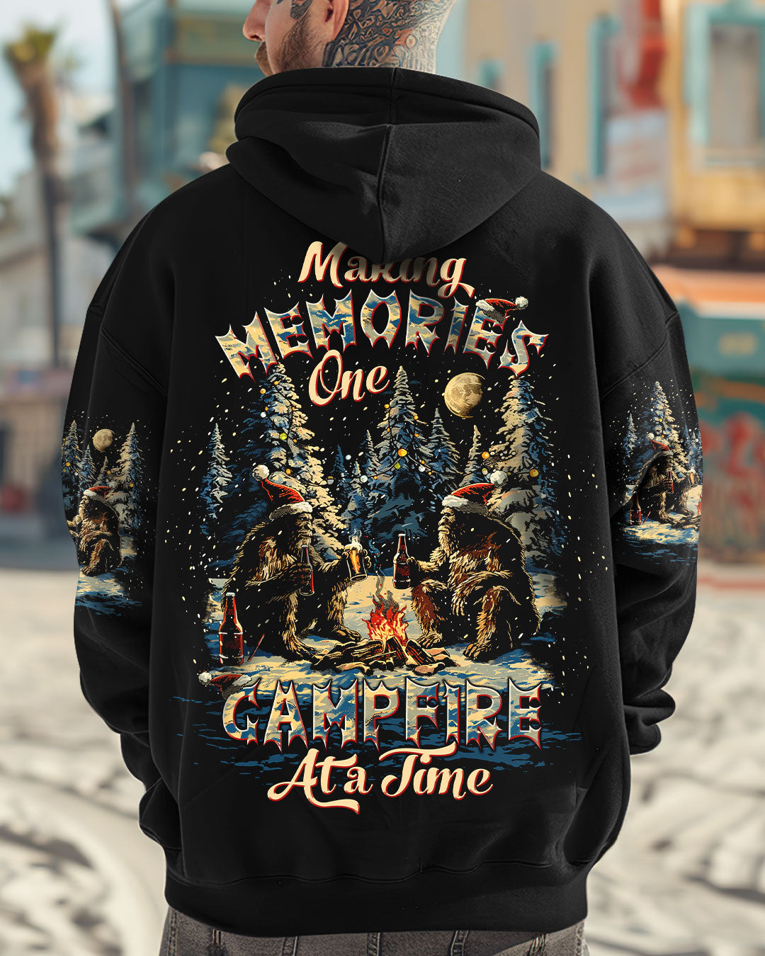 MAKING MEMORIES ONE CAMPFIRE AT A TIME BIGFOOT CHRISTMAS ALL OVER PRINT - TLTW0510244