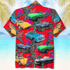 Bluejose Custom Classic Car Photo Hawaiian Shirt, Purple Parrot Seamless Pattern, Gift For Car Lovers