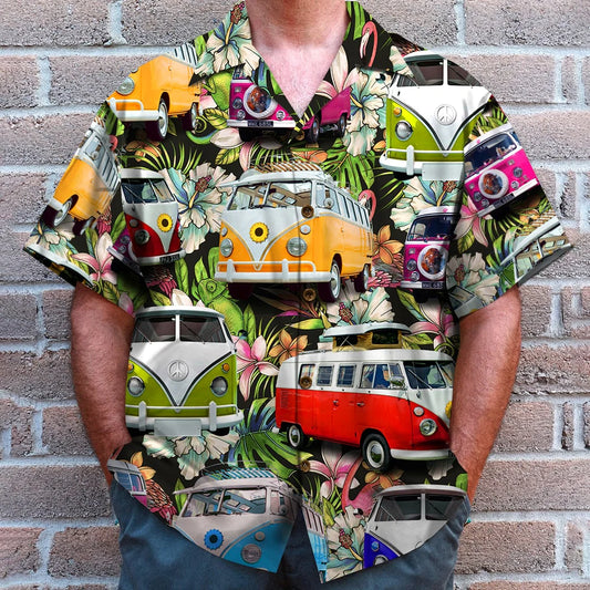 Custom Volkswagen Campervan Photo Hawaiian Shirt, Summer Gift