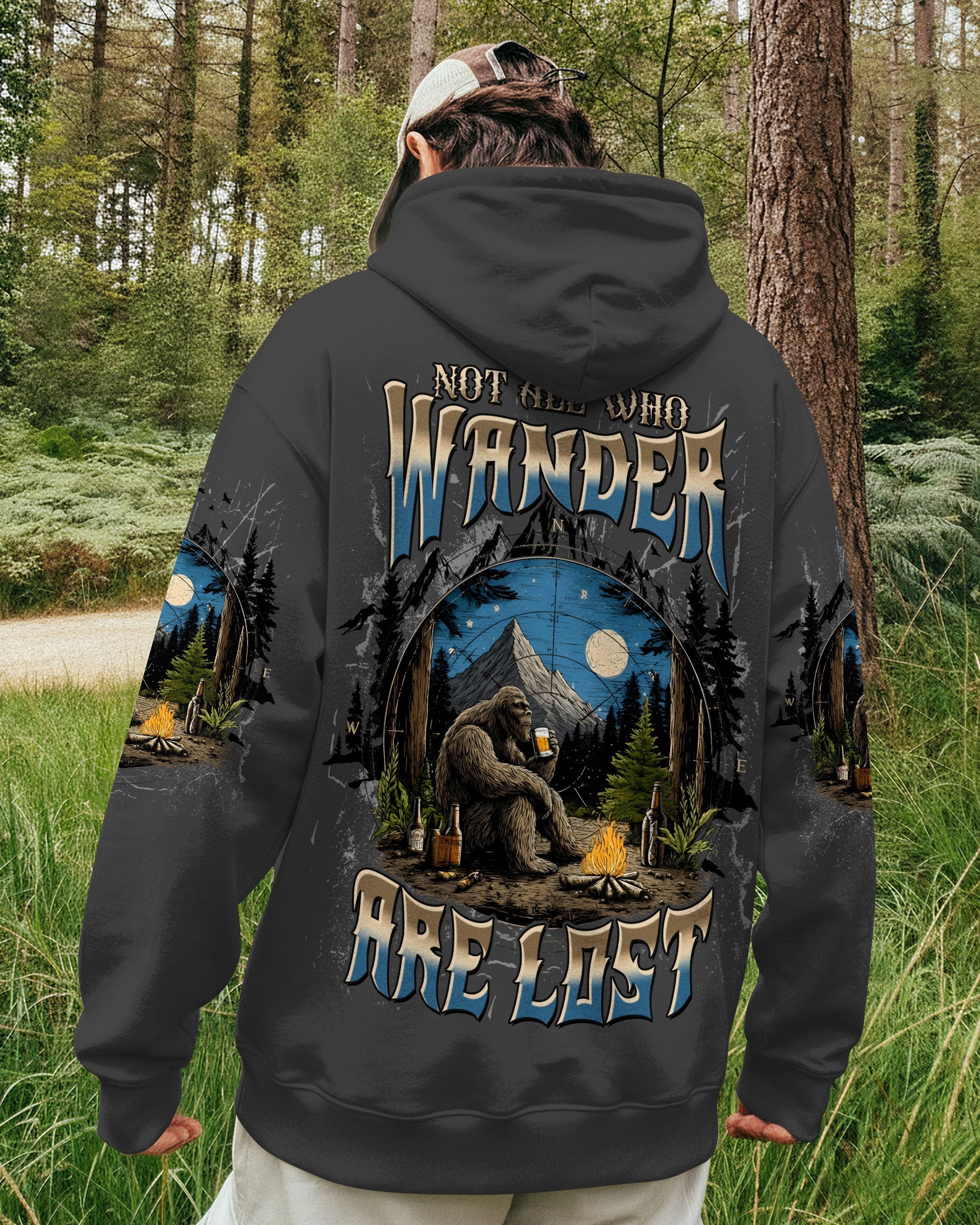 NOT ALL WHO WANDER ARE LOST BIGFOOT COMPASS ALL OVER PRINT - TLTW0112252
