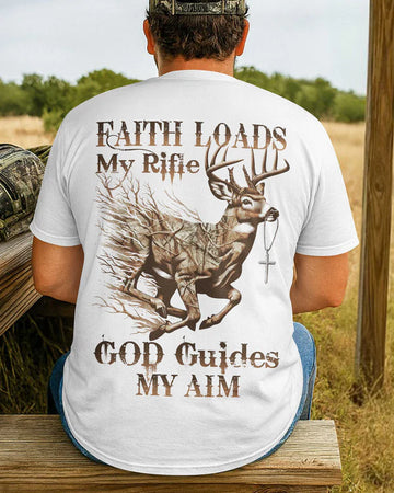 BlueJose Faith Loads My Rifle Shirt, Personalized Hunting 3D Shirt - White