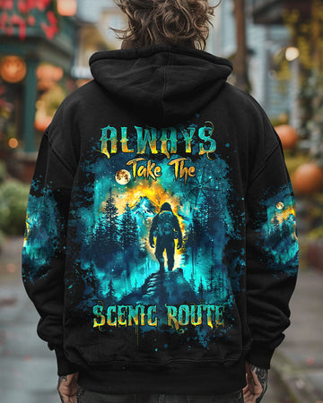 ALWAYS TAKE THE SCENIC ROUTE COMPASS BIGFOOT ALL OVER PRINT - TLTW2409244