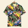 Bluejose Drag Racing Custom Car Photos with Floral Pattern, Personalized Hawaiian Shirt, Gifts for Drag Racers