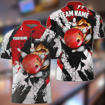 BlueJose Bowling And Pins Hexagram Pattern Multicolor Personalized Name, Team Name 3D Shirt