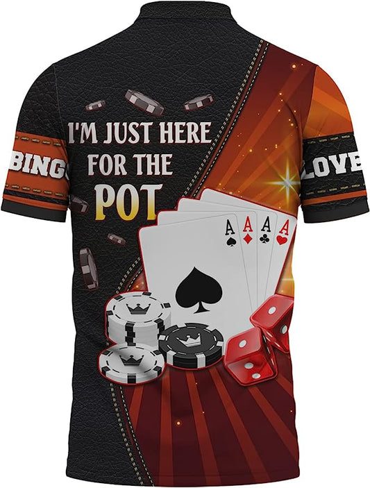 BlueJose I'm Just Here for Pot Personalized Name 3D Polo Shirt