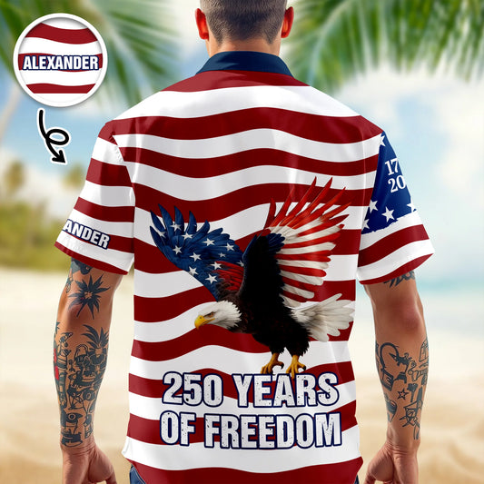 BlueJose Personalized 250 Years of Freedom Flag, 1776–2026 Eagle Betsy Hawaii Shirt