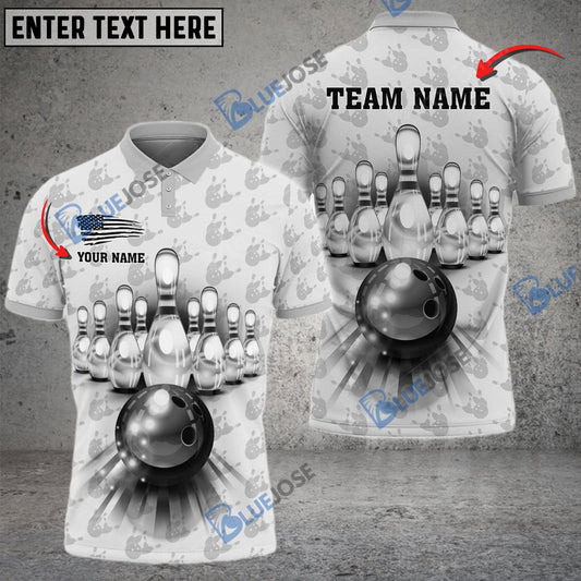 BlueJose Bowling And Pins American Pattern Multicolor Customized Name 3D Shirt (4 Colors)