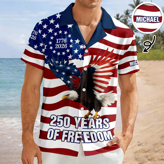 BlueJose Personalized 250 Years of Freedom Flag, 1776–2026 Eagle Betsy Hawaii Shirt
