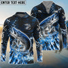 Bluejose Pike Fishing Dark Grunge Blue Custom Name & Team Name 3D Shirts