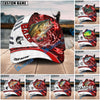 BlueJose Fishing White Red Lava Sport Personalized Name Classic 3D Cap Personalized Cap (13 Breeds)