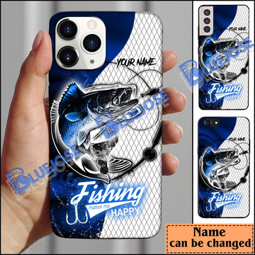 BlueJose Walleye Fishing Dark Blue Skin Sport Personalized Name Phone Case