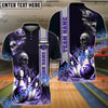 BlueJose Bowling And Pins Smoke Skull Gang Multicolor Customized Name 3D Shirt (4 Colors)