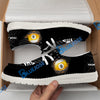 BlueJose Billiards Ball 9 Fire Black US Flag White Canvas Loafer Shoes