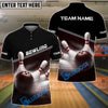 BlueJose Bowling And Pins Basic White Black Customized Name 3D Shirt ( 6 Colors)