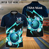 BlueJose Bowling And Pins Thunder Strike Down Customized Name Shirt For Women (6 Colors)