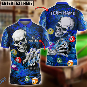 BlueJose Billiards Ball 8 Skull Lightning Personalized Name & Team Name Shirt (4 Colors)