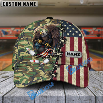 BlueJoses Bowling And Pins  Eagles Army Multicolor Personalized Name Cap