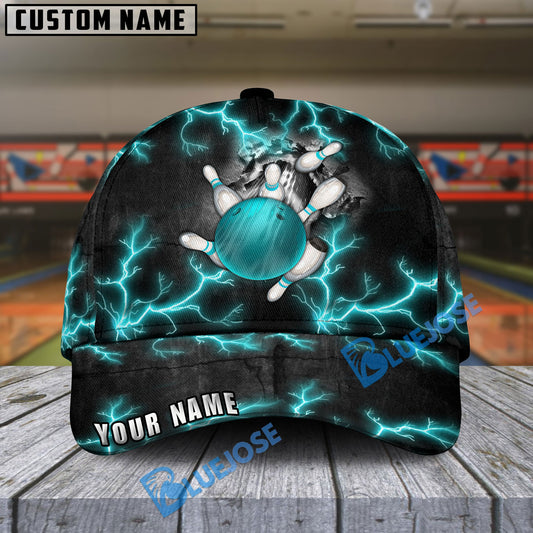 BlueJoses Bowling And Pins The Power Of The God Of Thunder Multicolor Personalized Name Cap