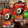 BlueJose Billiards 8 Ball Flame Inferno Personalized Name, Team Name Shirt (4 Colors)