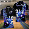 BlueJose Bowling And Pins Butterfly Flow Customized Name, Team Name 3D Shirt (4 Colors)