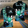 BlueJose Bowling And Pins Butterfly Flow Customized Name, Team Name 3D Shirt (4 Colors)