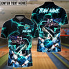 BlueJose Bowling And Pins Thunder American Flag Shark Customized Name, Team Name 3D Shirt (4 Colors)
