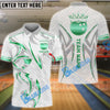 BlueJose Bowling And Pins White Royal Crown Design Customized Name, Team Name 3D Shirt (4 Colors)