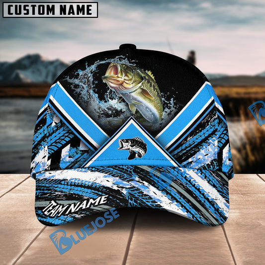 Bluejose Bass Fishing Blue Tire Triangle Pattern Personalized Cap