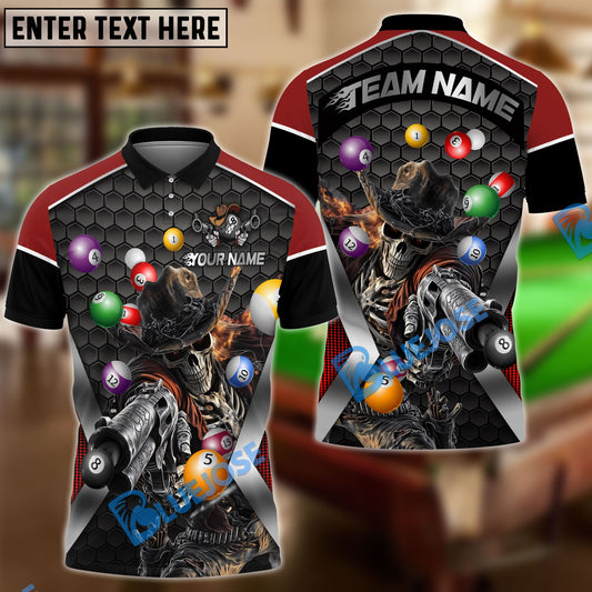BlueJose Billiards Ball 8 Skull Gunslinger Personalized Name Shirt For Kids (4 Colors)