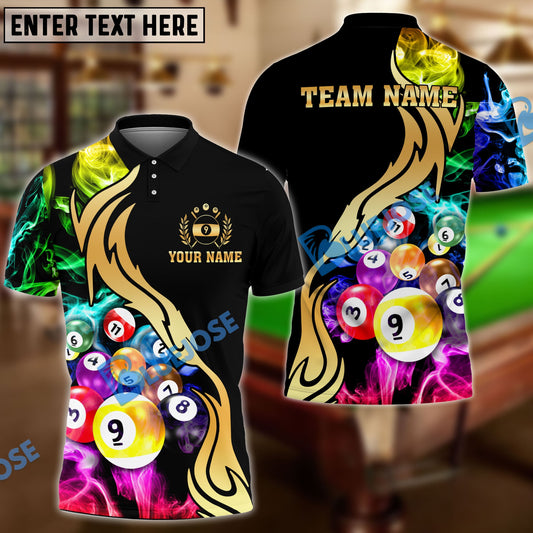 BlueJose Billiards Ball 9 Golden Smoke Pattern Personalized Shirt (2 Colors)