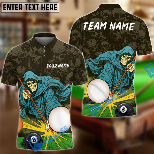 BlueJose Billiards Ball 8 Pool Reaper Comic Style Personalized Name, Team Name Unisex Shirt