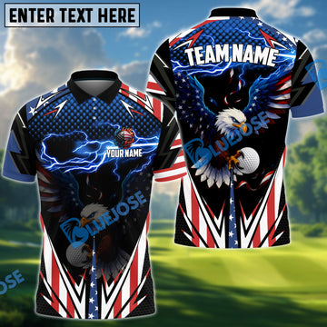 BlueJose Thunder Eagle Golf Polo Shirt Custom Name & Team Name 3D Shirts