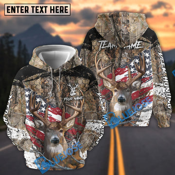 BlueJose Deer Hunter American Flag Scratch Camo Hoodie Personalized 3D Hoodie For Hunting Lover (4 colors)