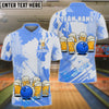 BlueJose Bowling & Pins Funny Beer Lover Customized Name, Team Name 3D Shirt (6 Colors)