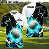 BlueJose Thunder Strike Golf Polo Customized Name, Team Name 3D Shirts (4 Colors)